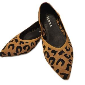 Serra Flat Pointed Toe Woven, Ballet Flats, Animal Print, Size 8